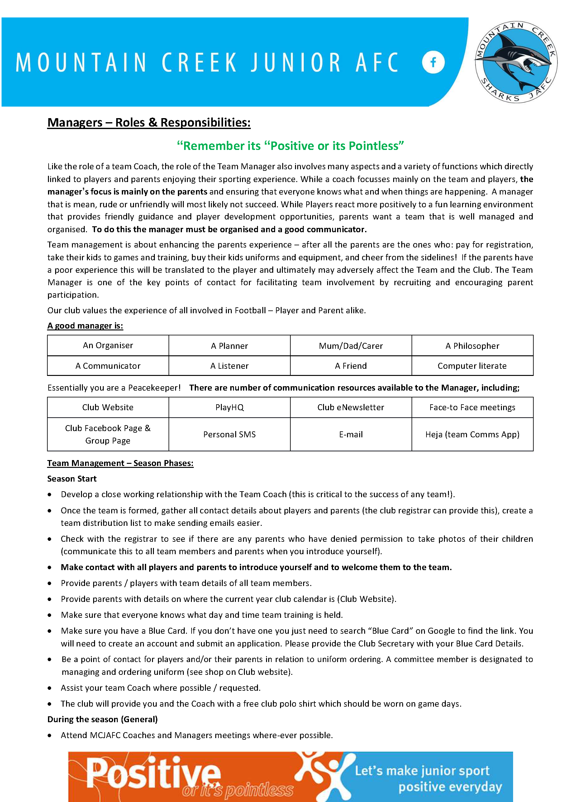 Manager Roles & Responsibilities